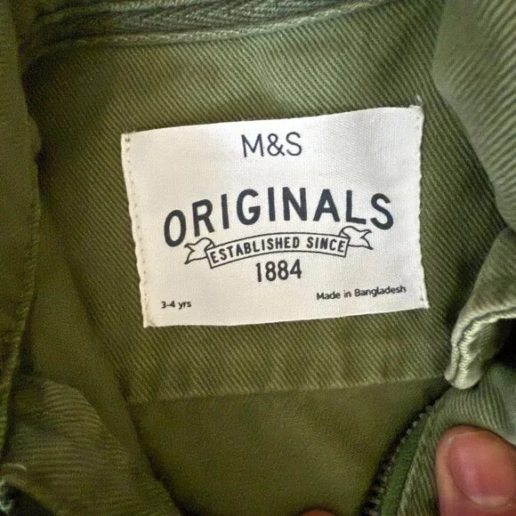 M&S Originals Boys Olive Green Adventure Jacket W/ Patches & Zipper Cotton Blen - Picture 3 of 4